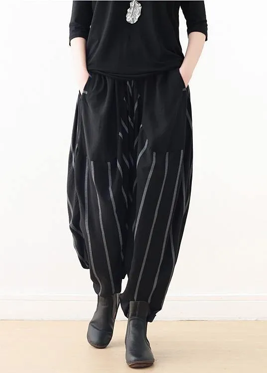 2021 Spring New Black Grey Striped High Waist Pants