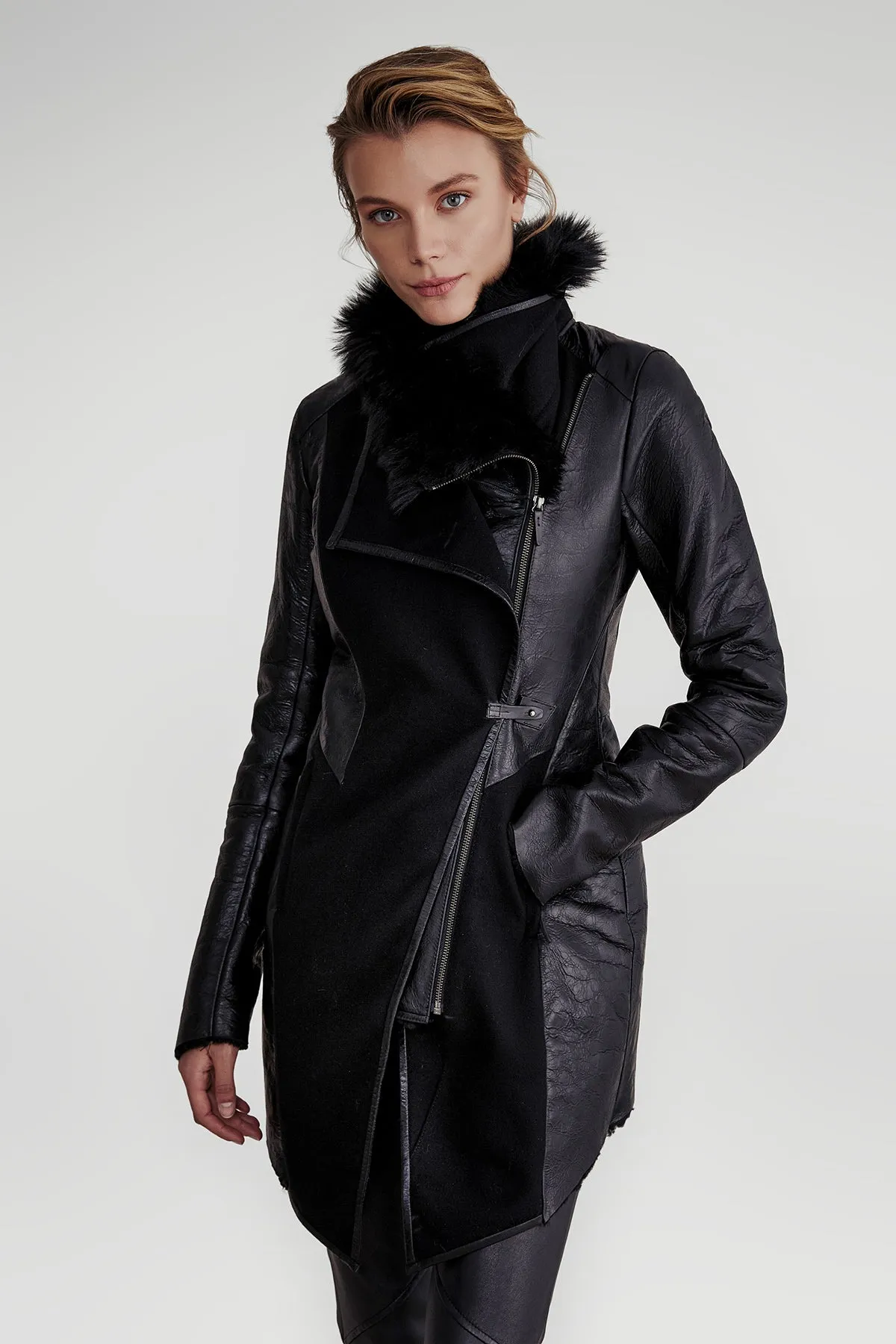 Ariel - Black Shearling Coat