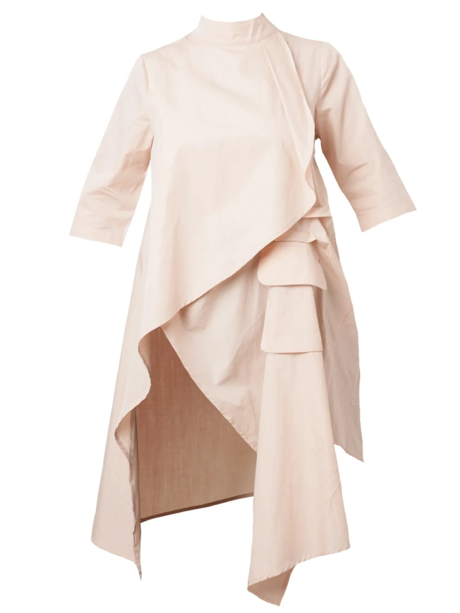 Asymmetric Tunic Shirt In Beige