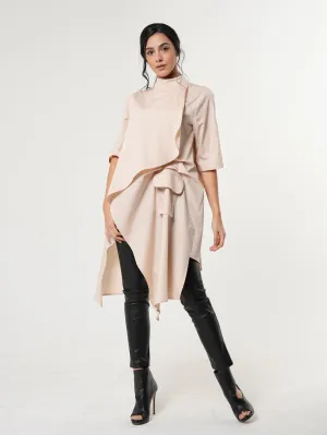 Asymmetric Tunic Shirt In Beige