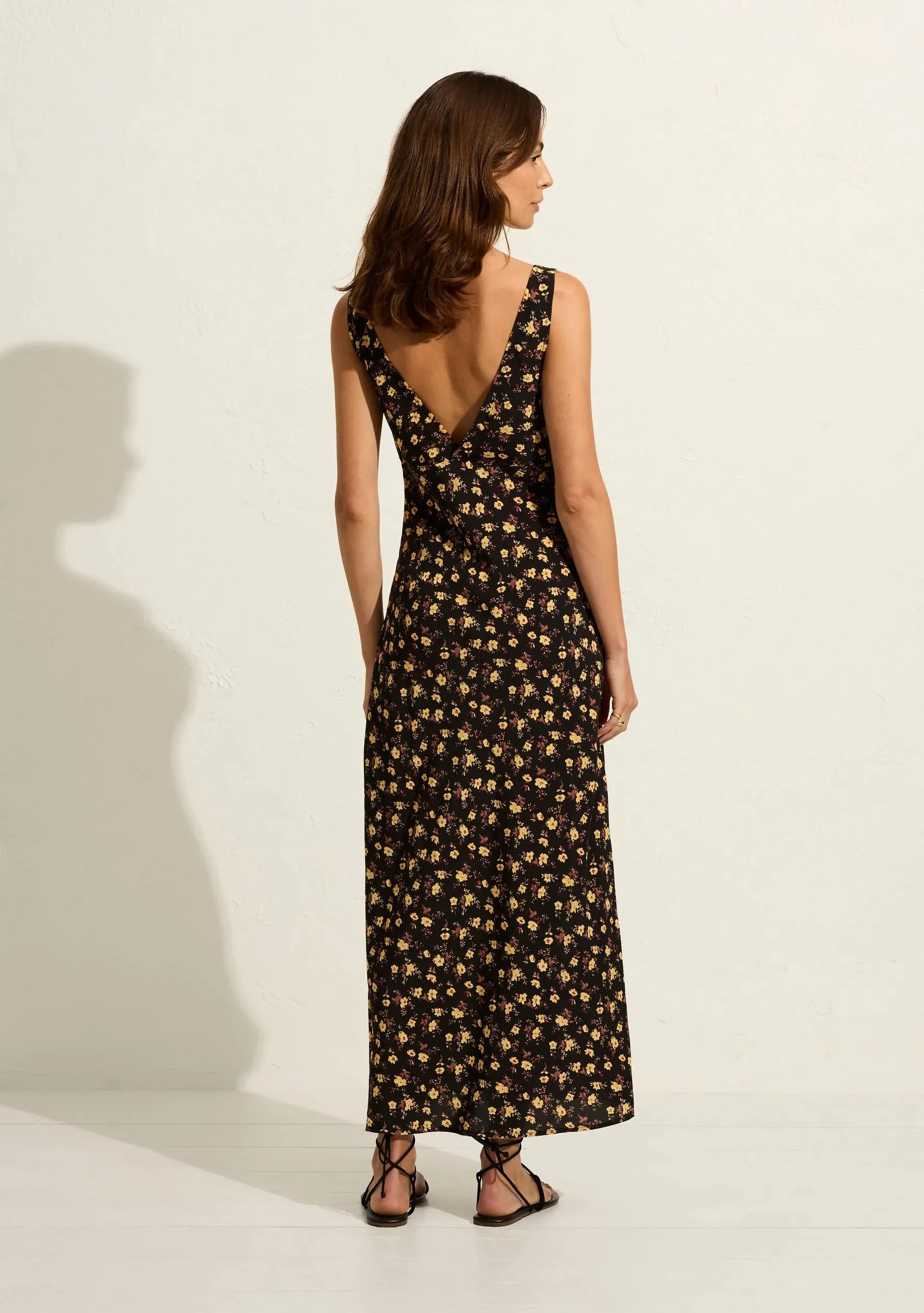 AUGUSTE THE LABEL Womens Iona Midi Dress - Black Eloise Ditsy Floral