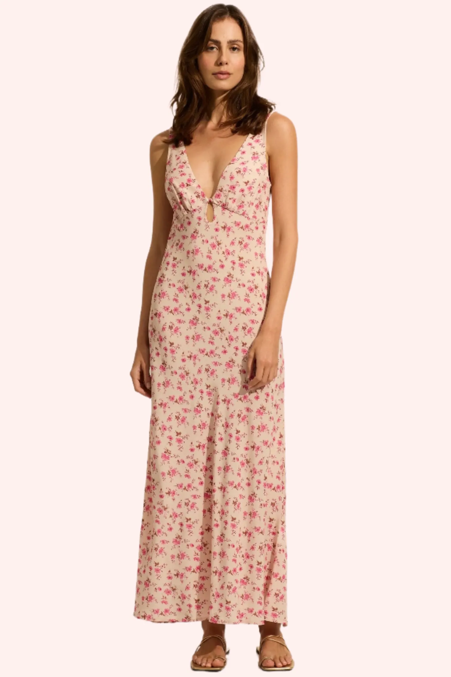 AUGUSTE THE LABEL Womens Iona Midi Dress -  Oat Eloise Ditsy Floral