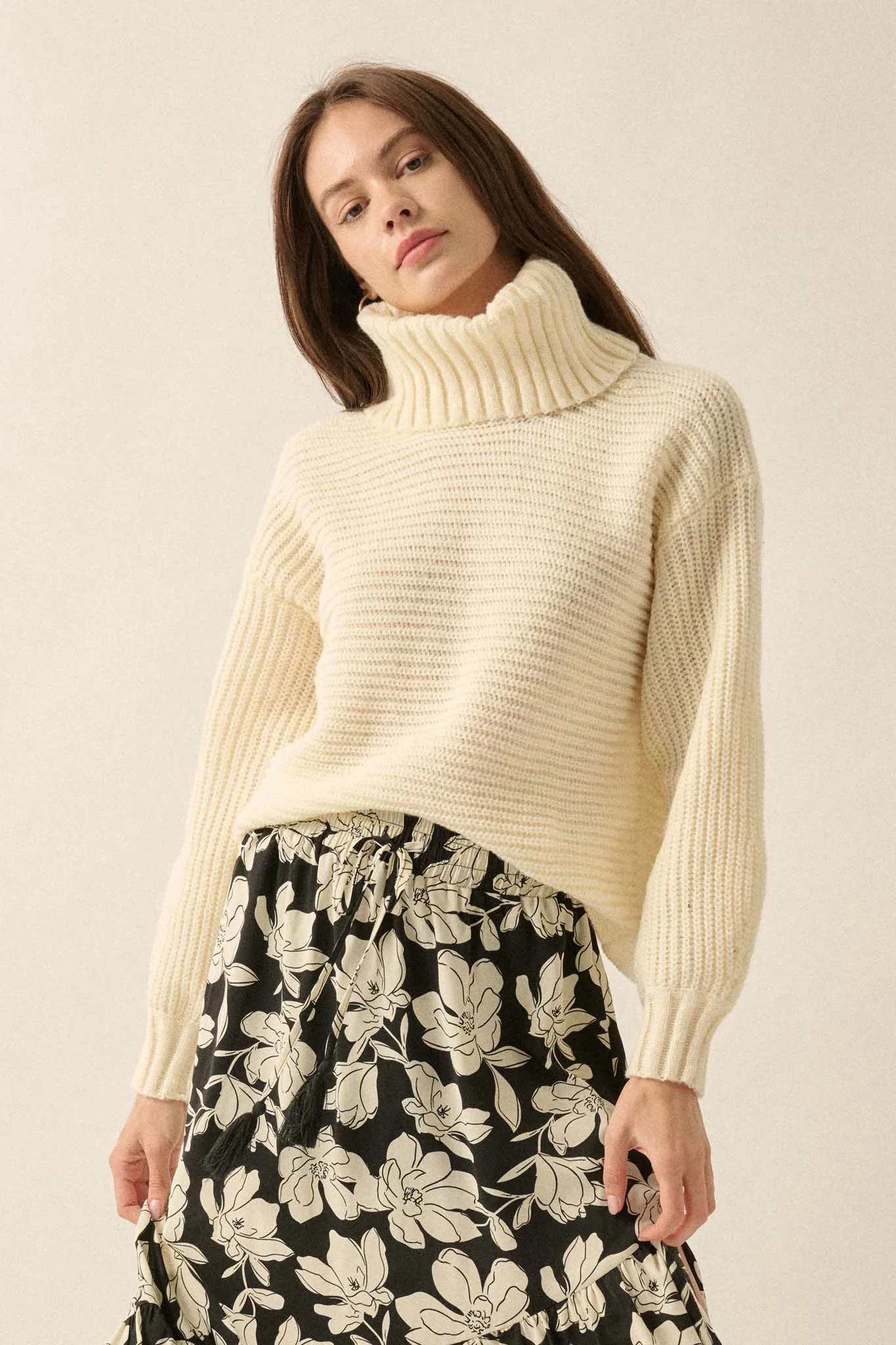 Back to You Surplice-Back Turtleneck Sweater