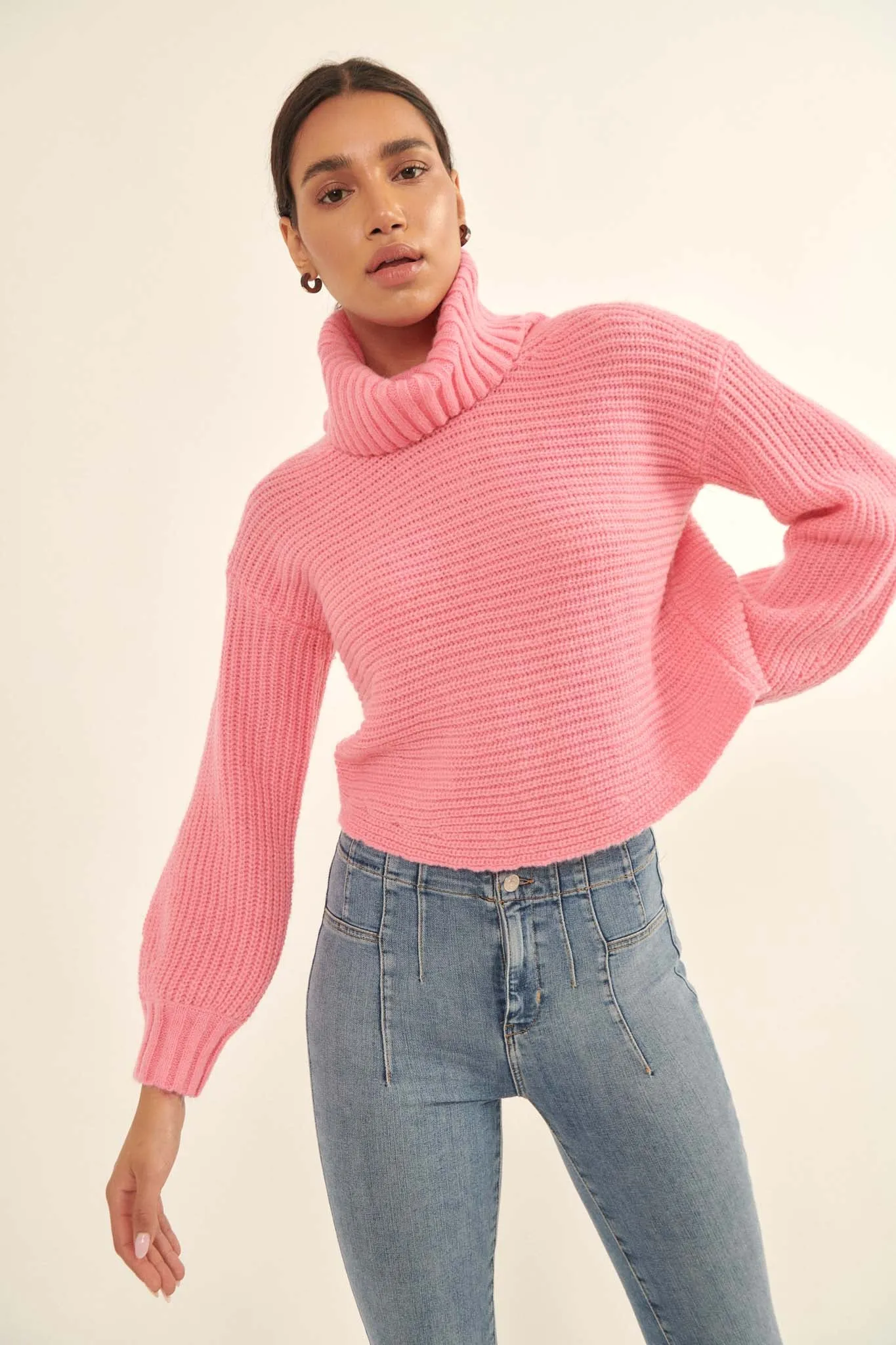 Back to You Surplice-Back Turtleneck Sweater