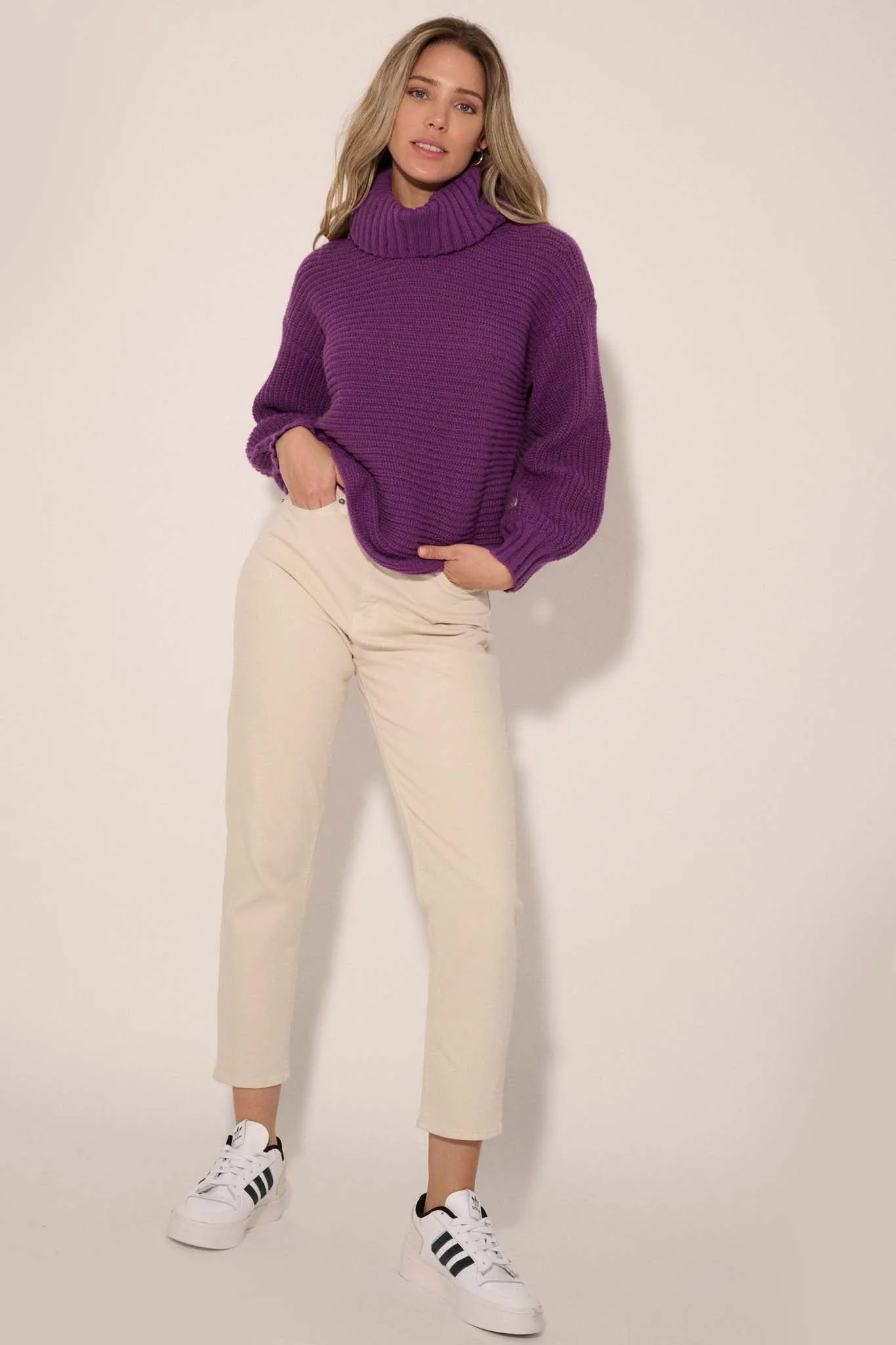 Back to You Surplice-Back Turtleneck Sweater