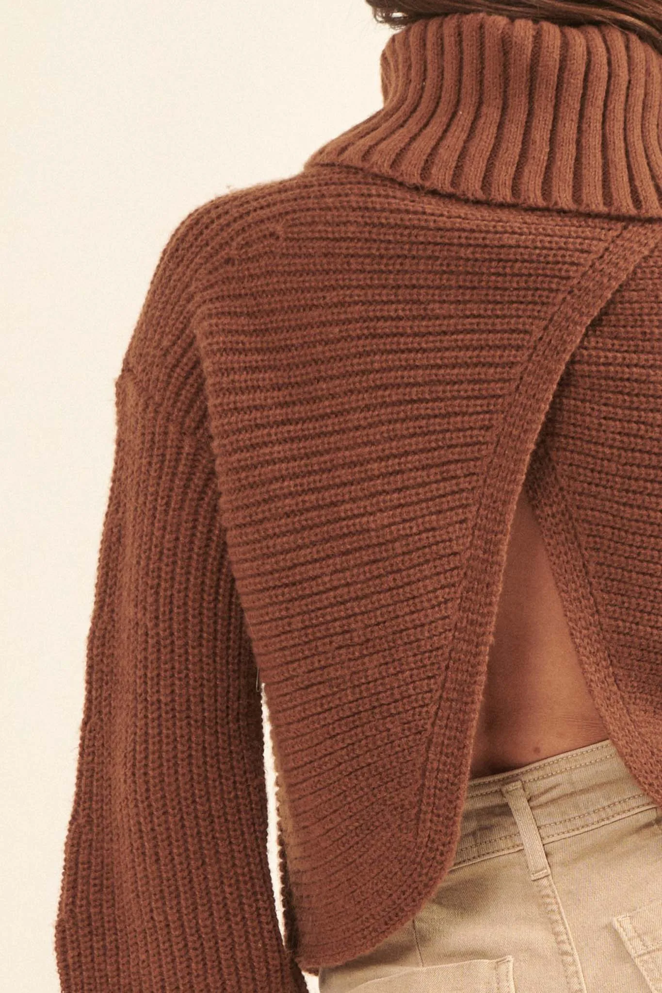 Back to You Surplice-Back Turtleneck Sweater