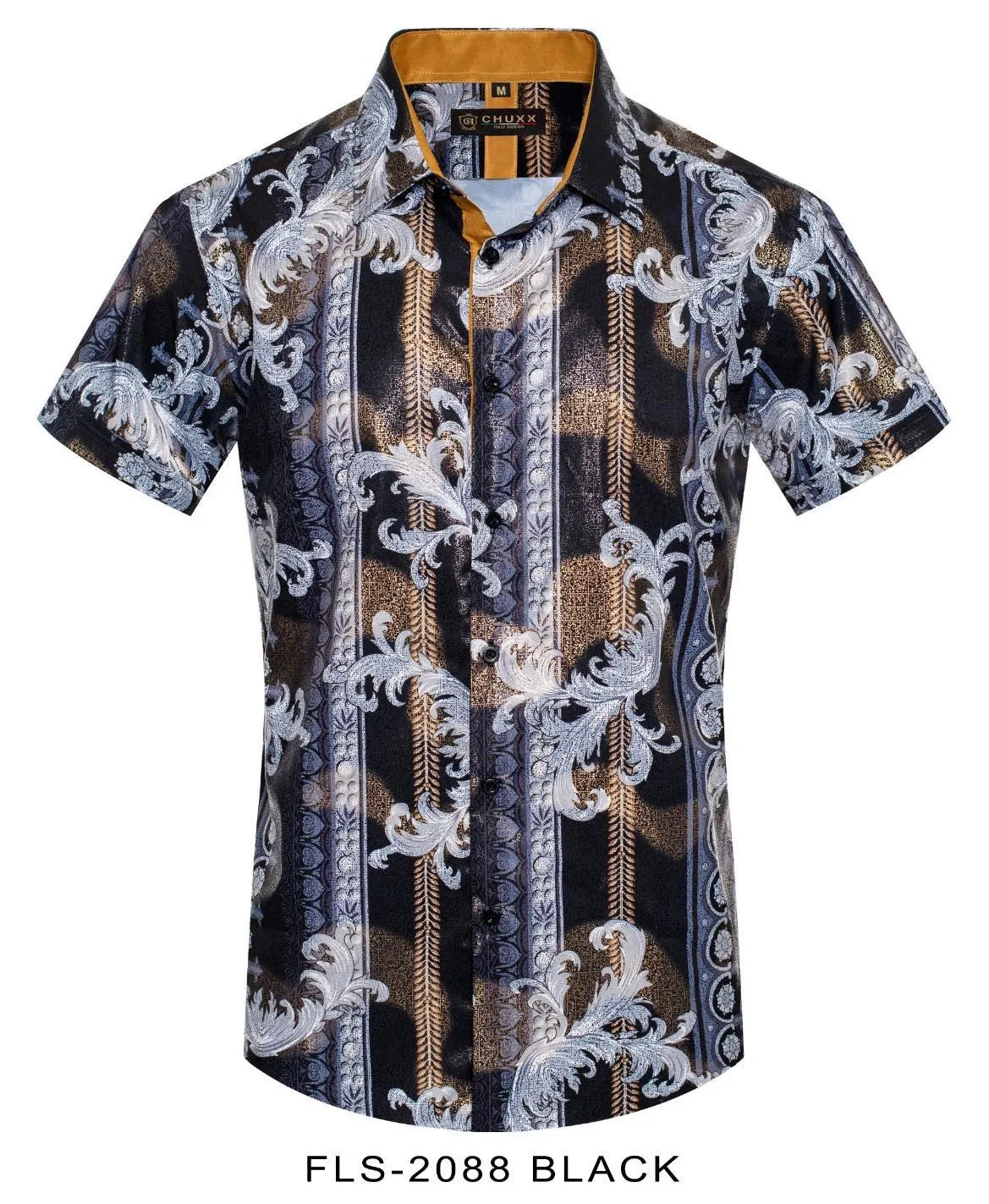 Black and Gold Multi Color Men's Short Sleeve Shirt Graphic Fashion Design