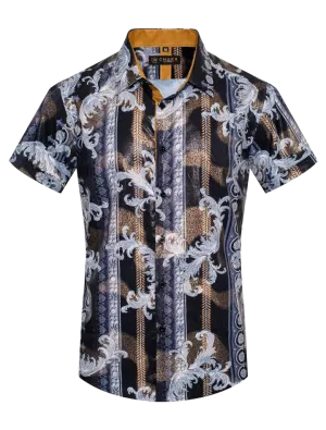 Black and Gold Multi Color Men's Short Sleeve Shirt Graphic Fashion Design