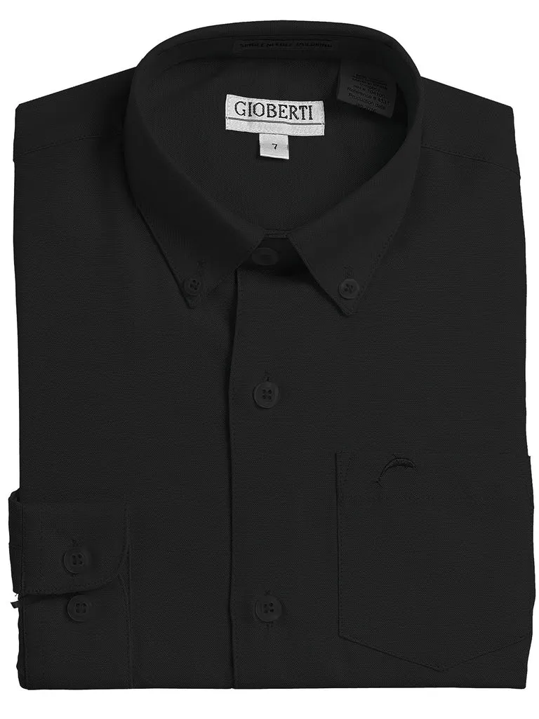 Boy's Oxford Long Sleeve Dress Shirt -Black