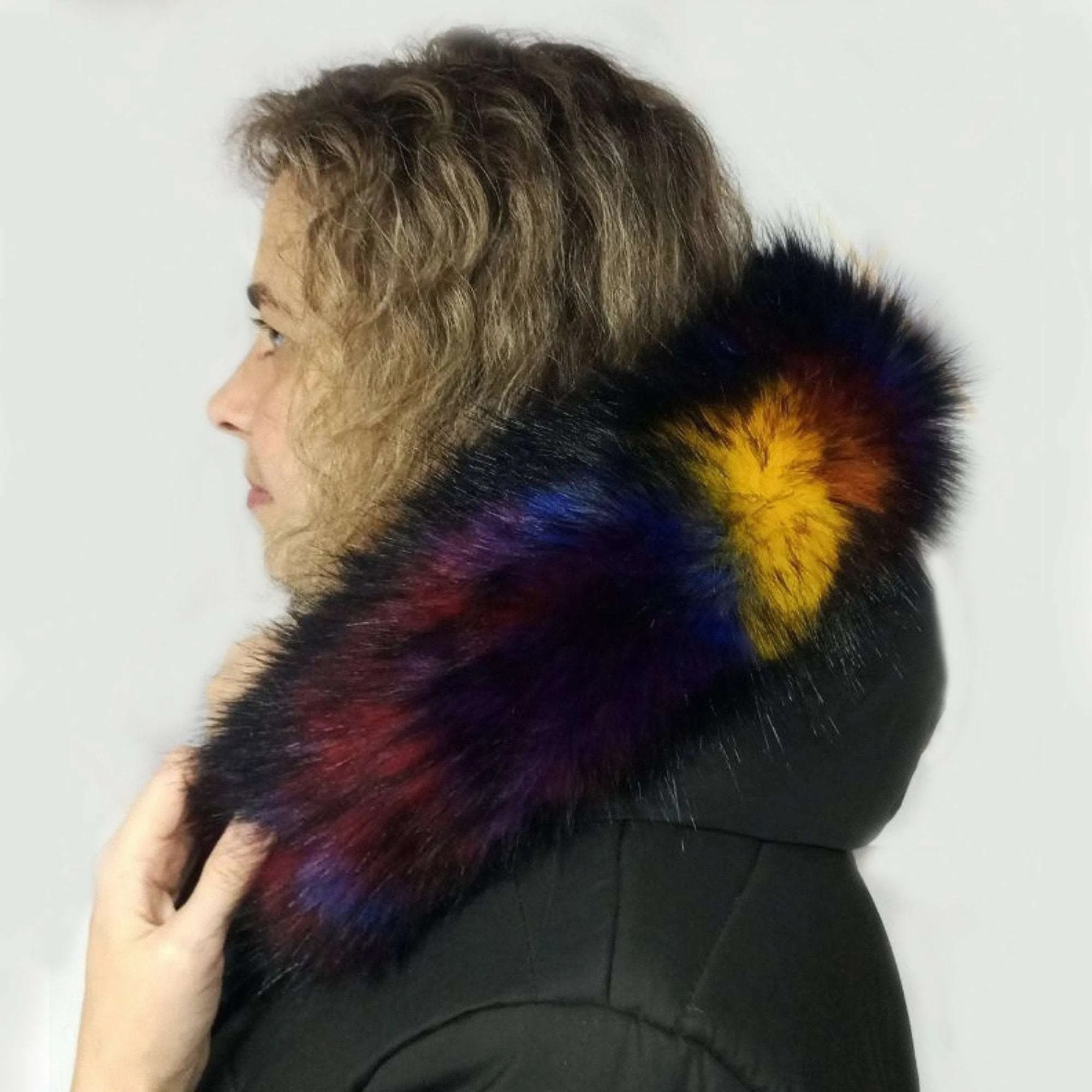 BY ORDER Faux Fur Vegan Trim Hood 70 cm, Faux Fur Collar Trim, Fake Fur, Fur Fabric, Fur Ruff, Faux Fur Hood, Hood Fur Jacket, Multicolor