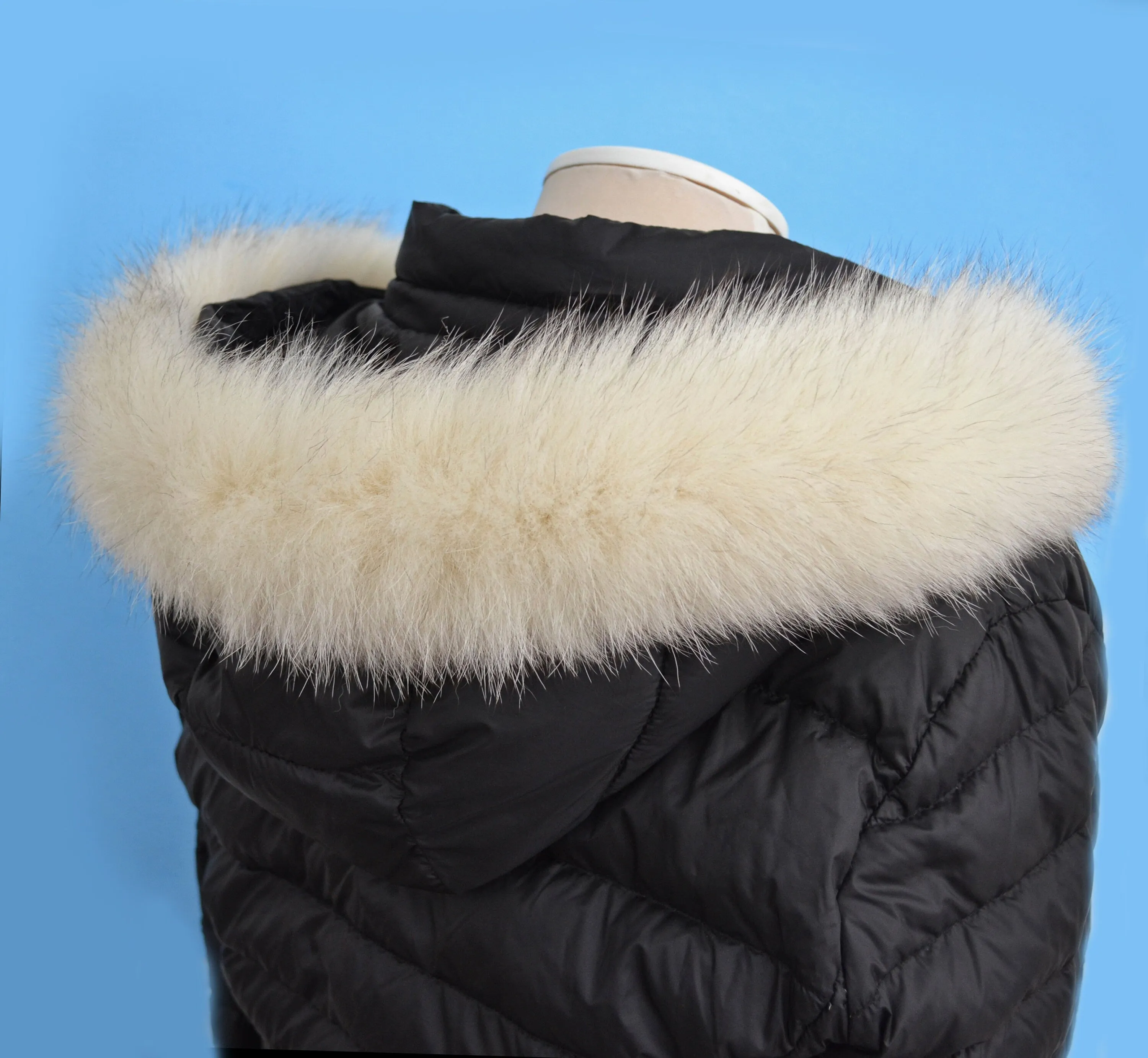 BY ORDER, Real Fox Fur (Tail) Trim Hood, Fur collar trim, Fox Fur Collar, Fur Scarf, Fur Ruff, Fur Hood, Fur stripe, Coat Trim, Ivory