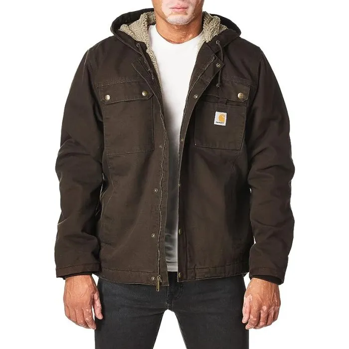 Carhartt Men's Relaxed Fit Washed Duck Sherpa-Lined Utility Jacket