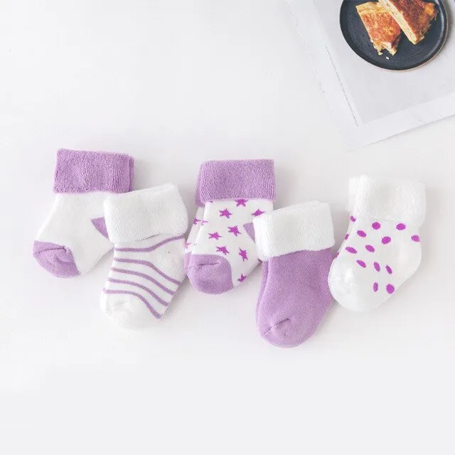 Cotton Baby Socks - Purple 5 pack