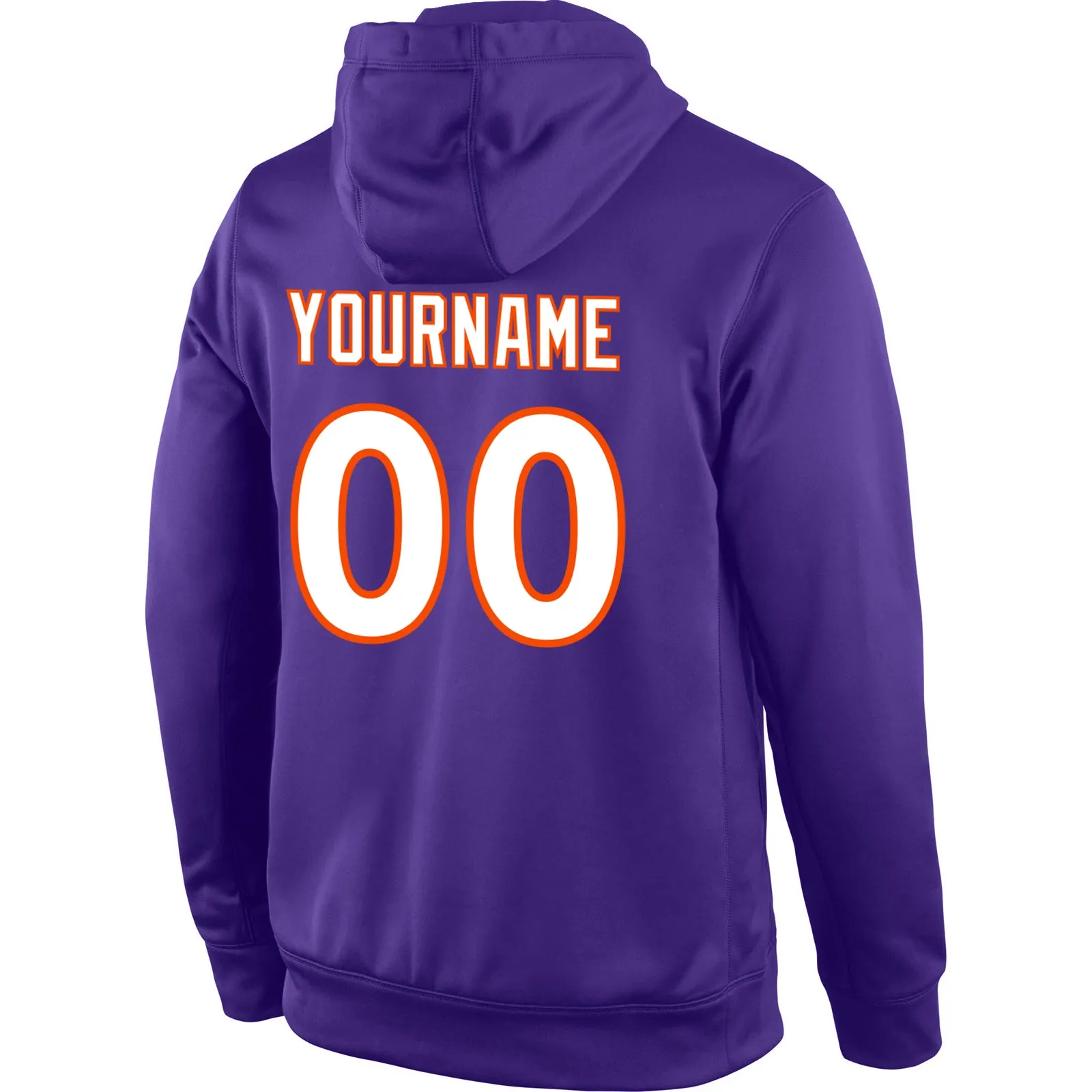 Custom Stitched Purple White-Orange Sports Pullover Sweatshirt Hoodie