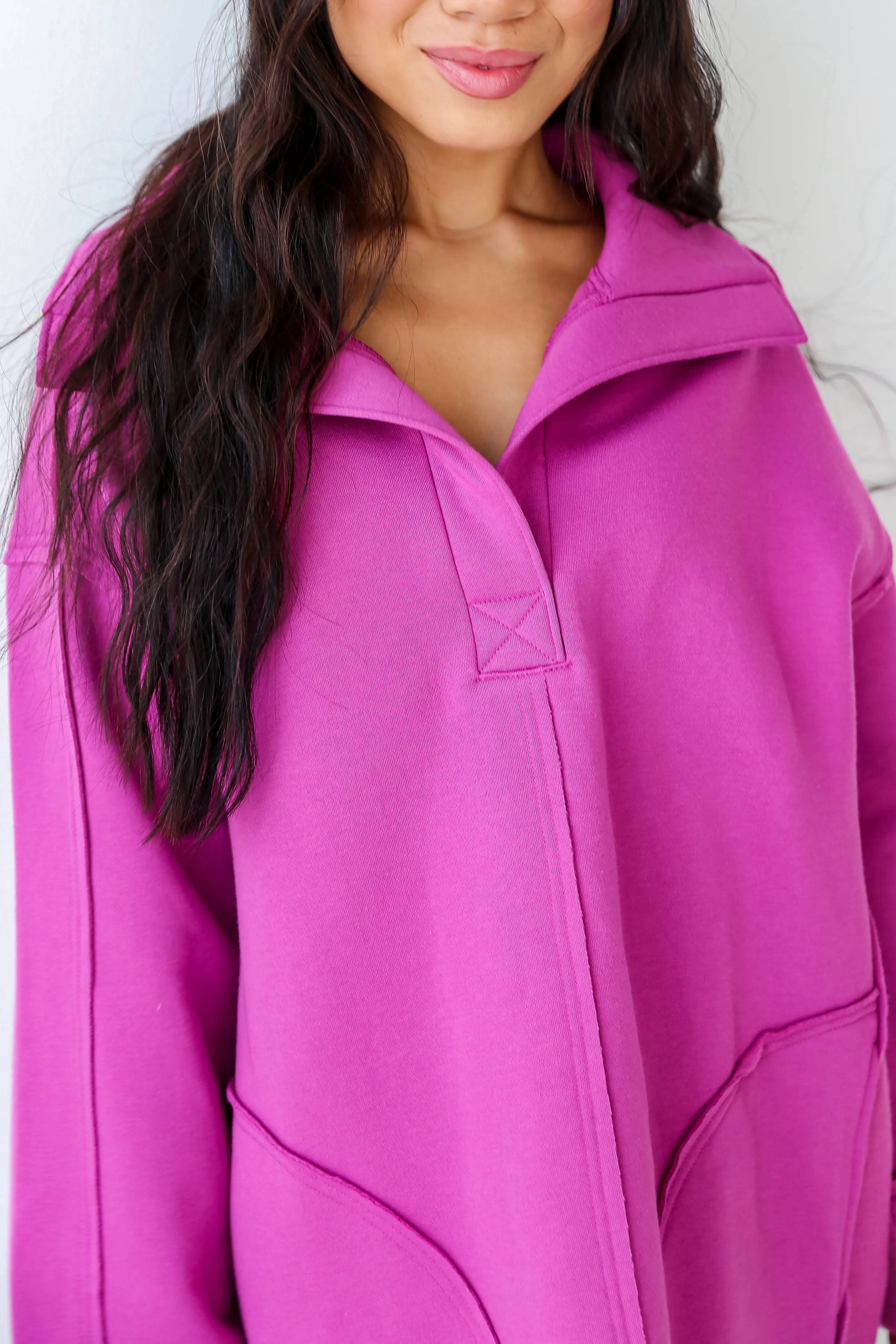 FINAL SALE - Warmest Hugs Purple Oversized Fleece Pullover