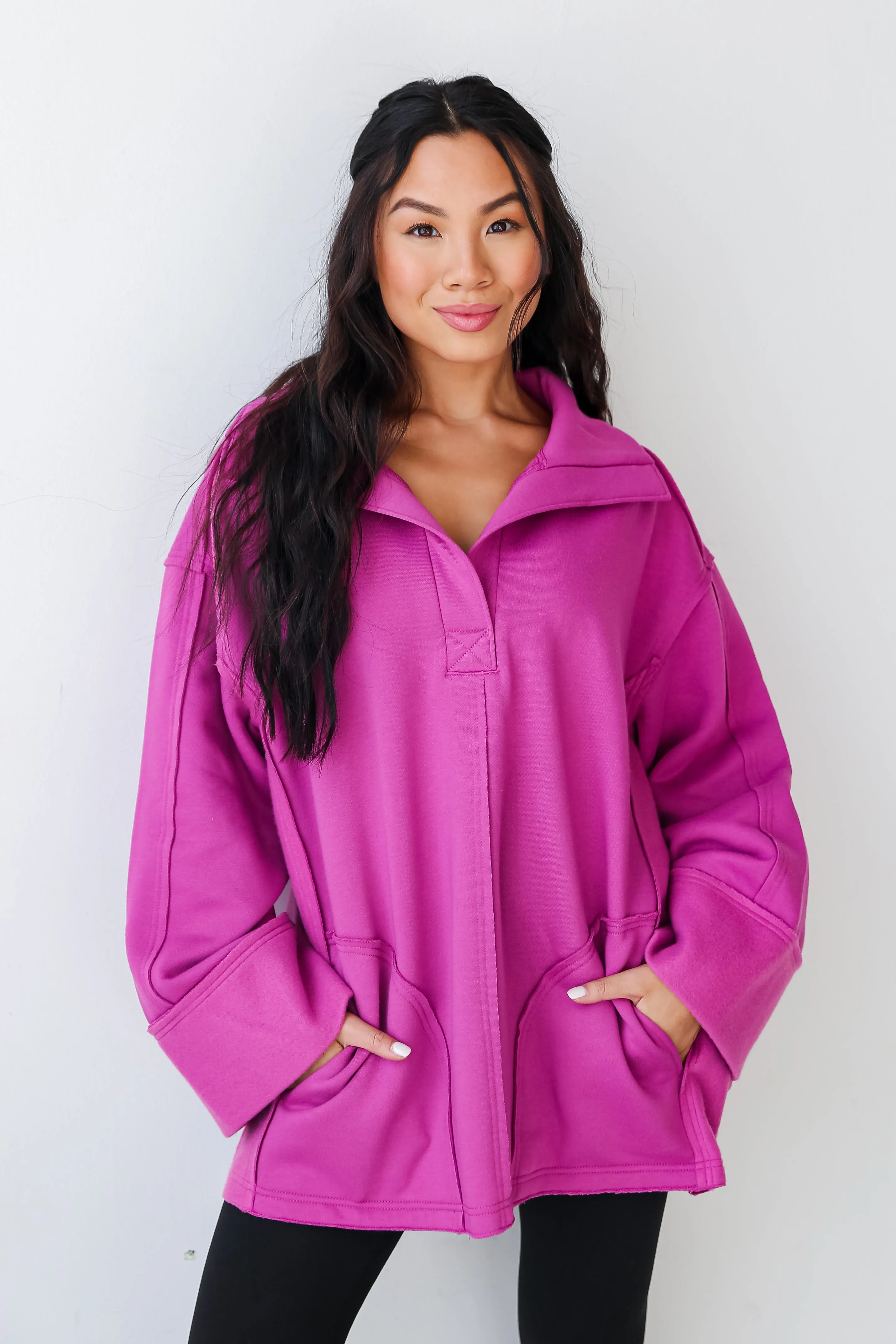 FINAL SALE - Warmest Hugs Purple Oversized Fleece Pullover