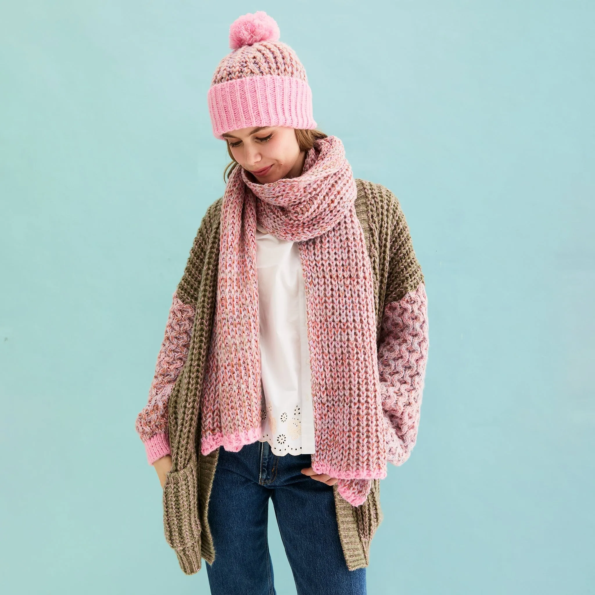 Florence Twist Oversized Knitted Scarf - Pink