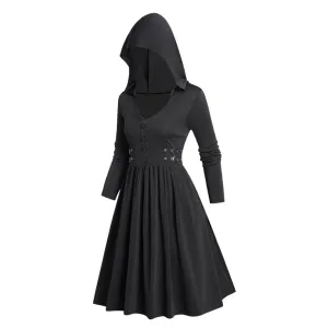 Funki Buys | Dresses | Women's Dark Gothic Hooded Dress