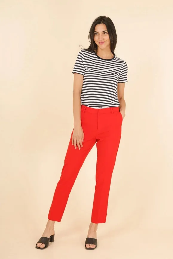 High Waist Cigarette Pants  Red