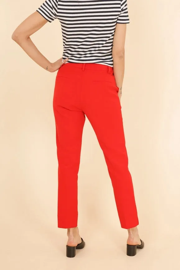 High Waist Cigarette Pants  Red