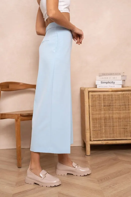 High Waist Culotte Pants  Sky Blue