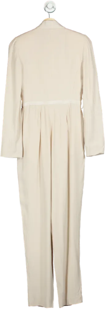 Karen Millen Natural Tuxedo Wrap Jumpsuit UK 6