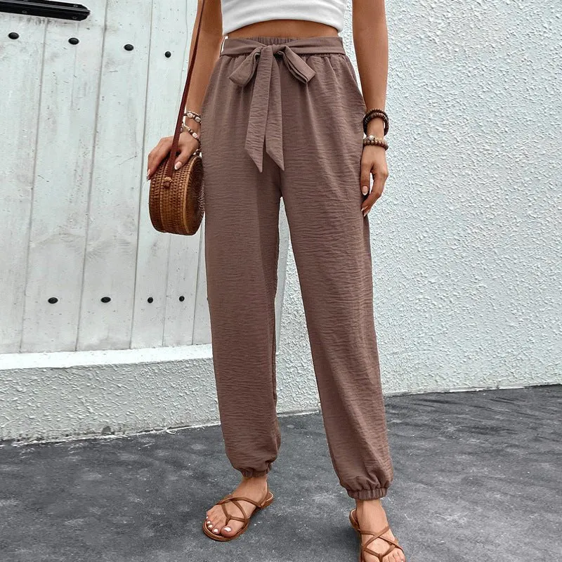 Lace-up High Waist Pants