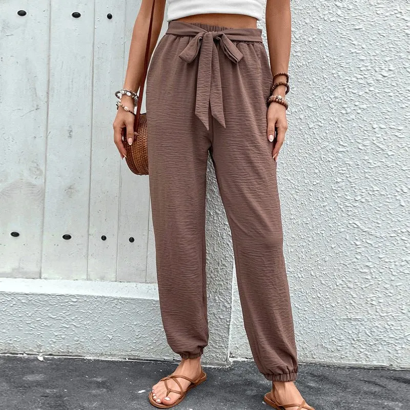 Lace-up High Waist Pants