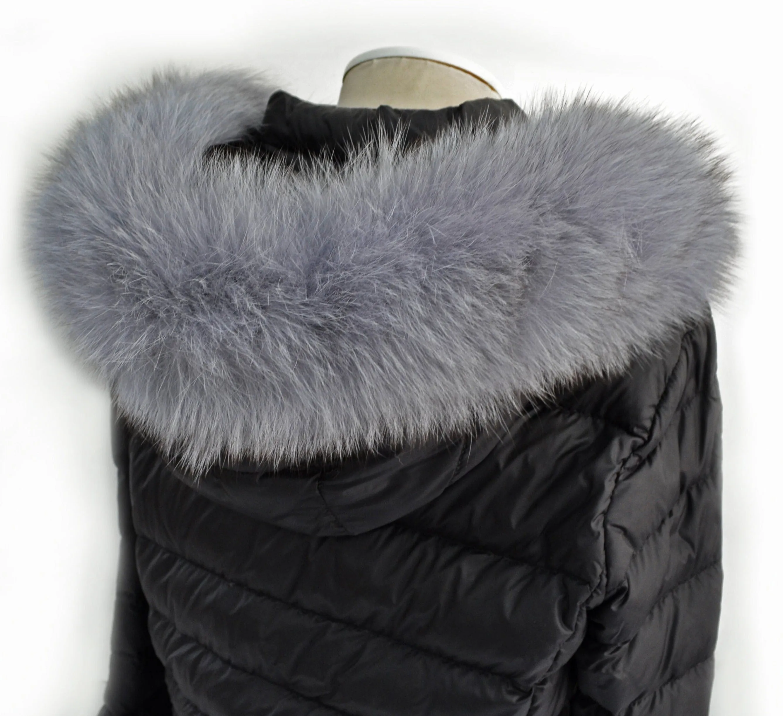 Large Gray Fox Fur Trim, Collar for Hood (PIECES), 80 cm