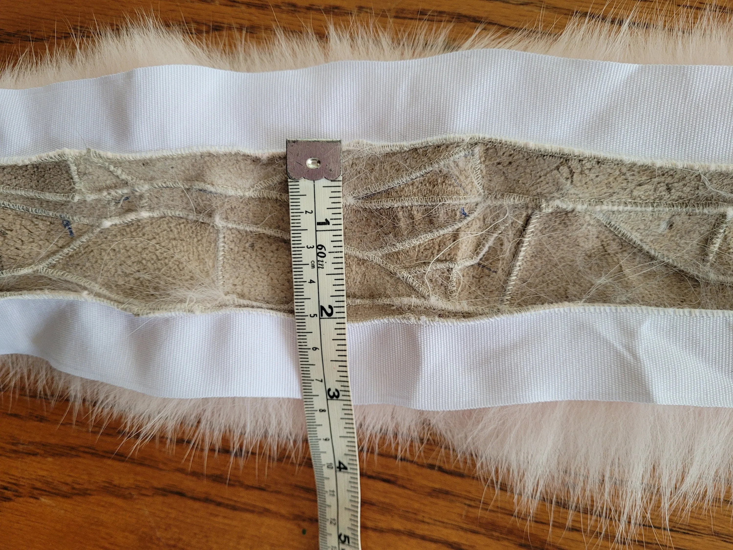 Large Light Pink Fox Fur Trim, Collar for Hood (PIECES), 80 cm