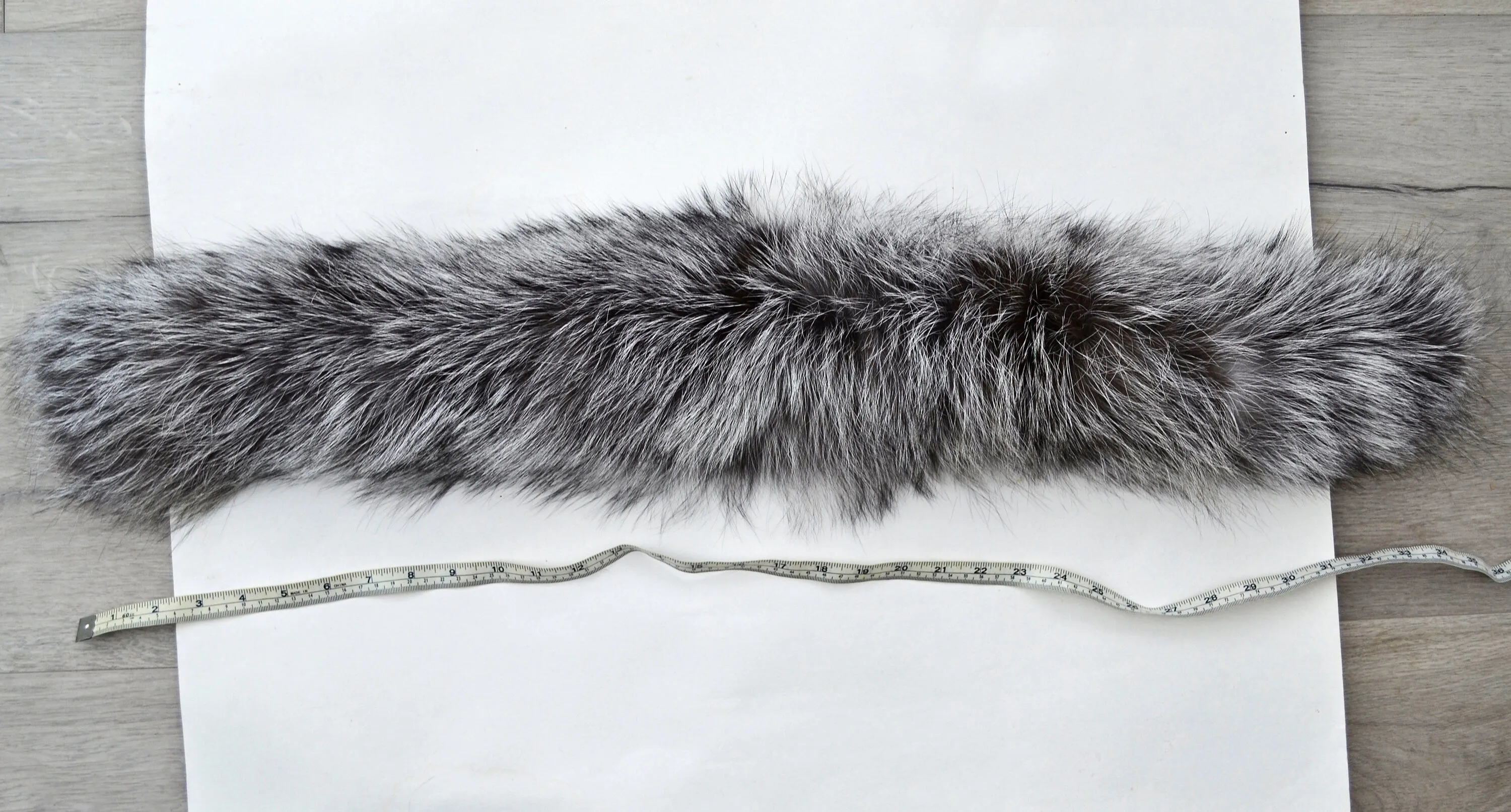 Large Real Silver Fox Fur Trim, Collar for Hood (PIECES) of Natural Color, 80 cm