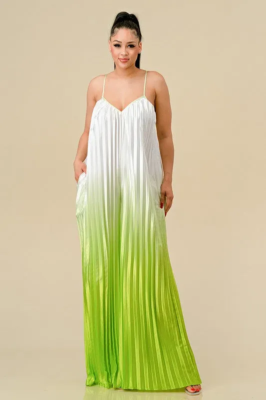 Lime Ombre Satin Jumpsuit