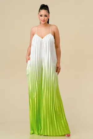 Lime Ombre Satin Jumpsuit