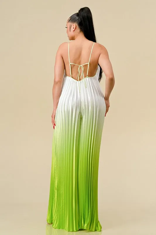 Lime Ombre Satin Jumpsuit