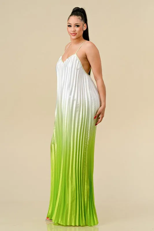 Lime Ombre Satin Jumpsuit