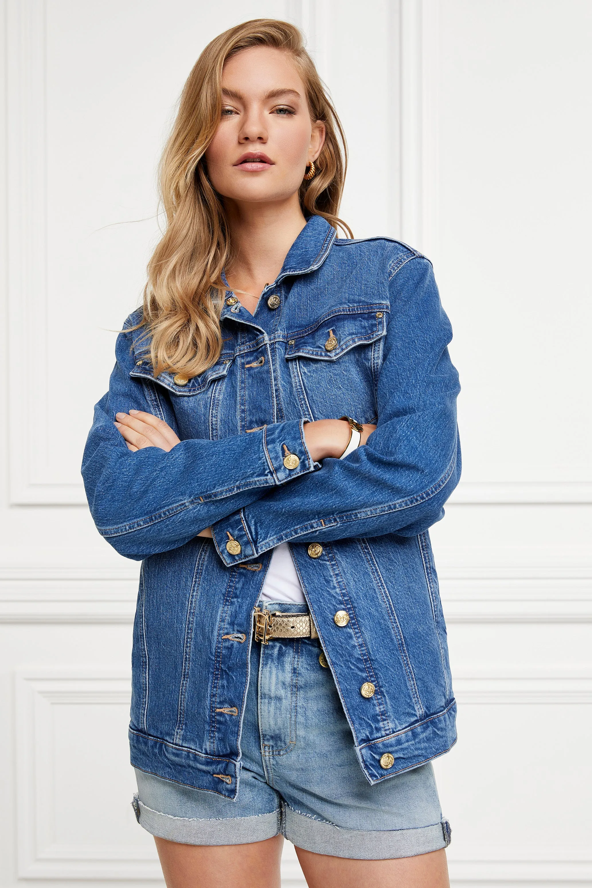 Longline Denim Jacket (Classic Indigo Sherpa)