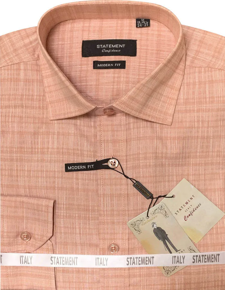 Men’s Long Sleeves Shirt 100% Prime Cotton Pin Dot Modern Fit | DS-102-Copper