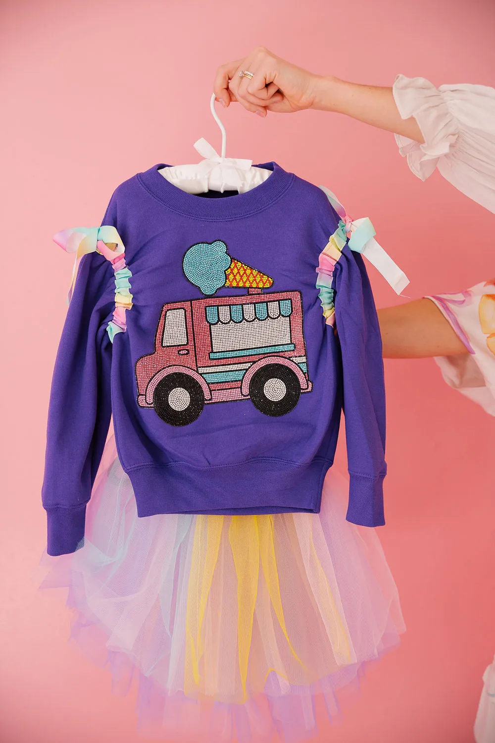 MINI KIDS ICE CREAM TRUCK RIBBON PURPLE PULLOVER