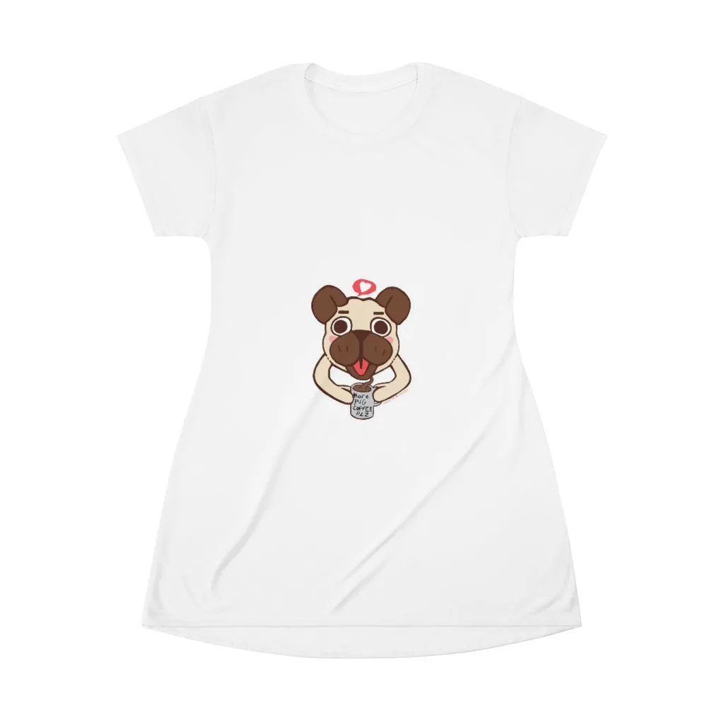 More Pug Coffee Please All Over Print T-Shirt Dress