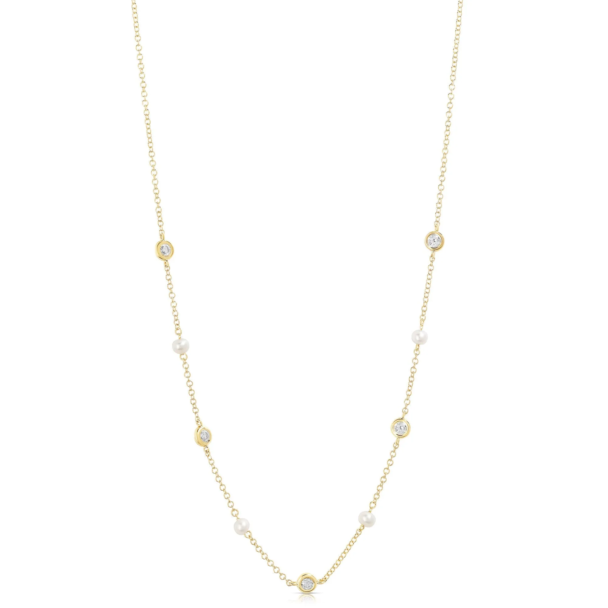 Pearl And Diamond Layering Necklace