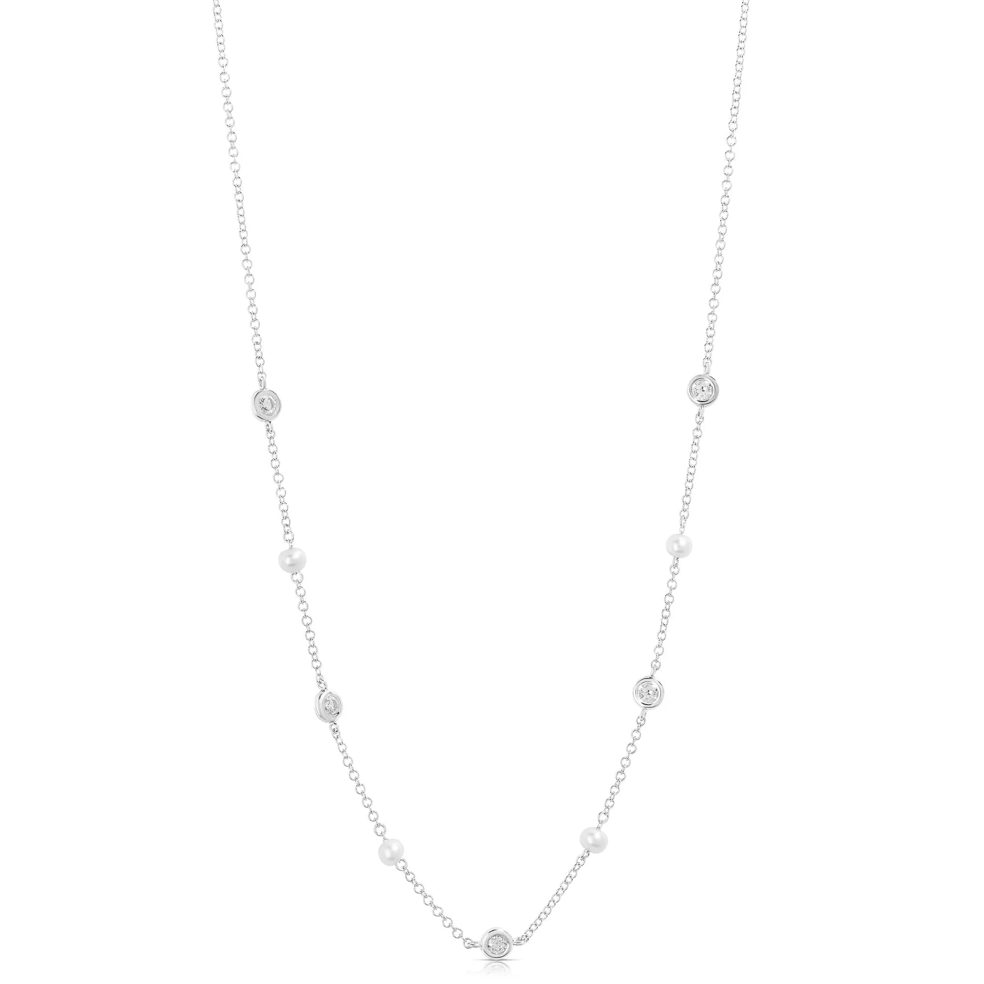 Pearl And Diamond Layering Necklace