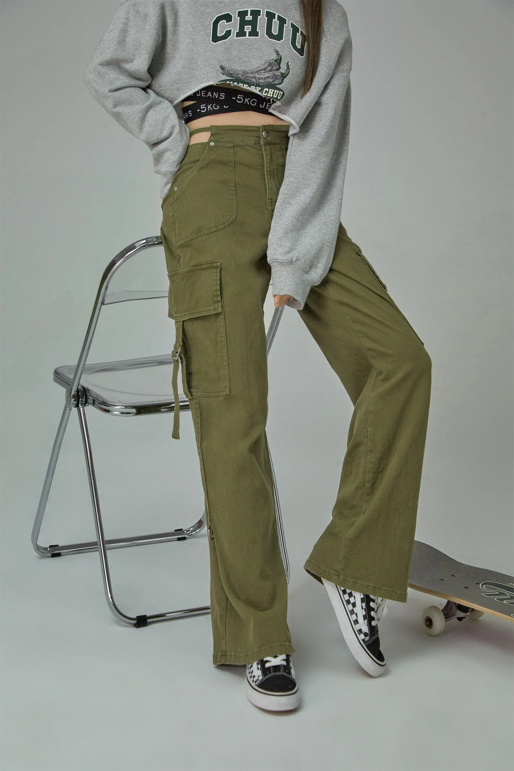 Pretty Warrior Solid High Waist Casual Pants