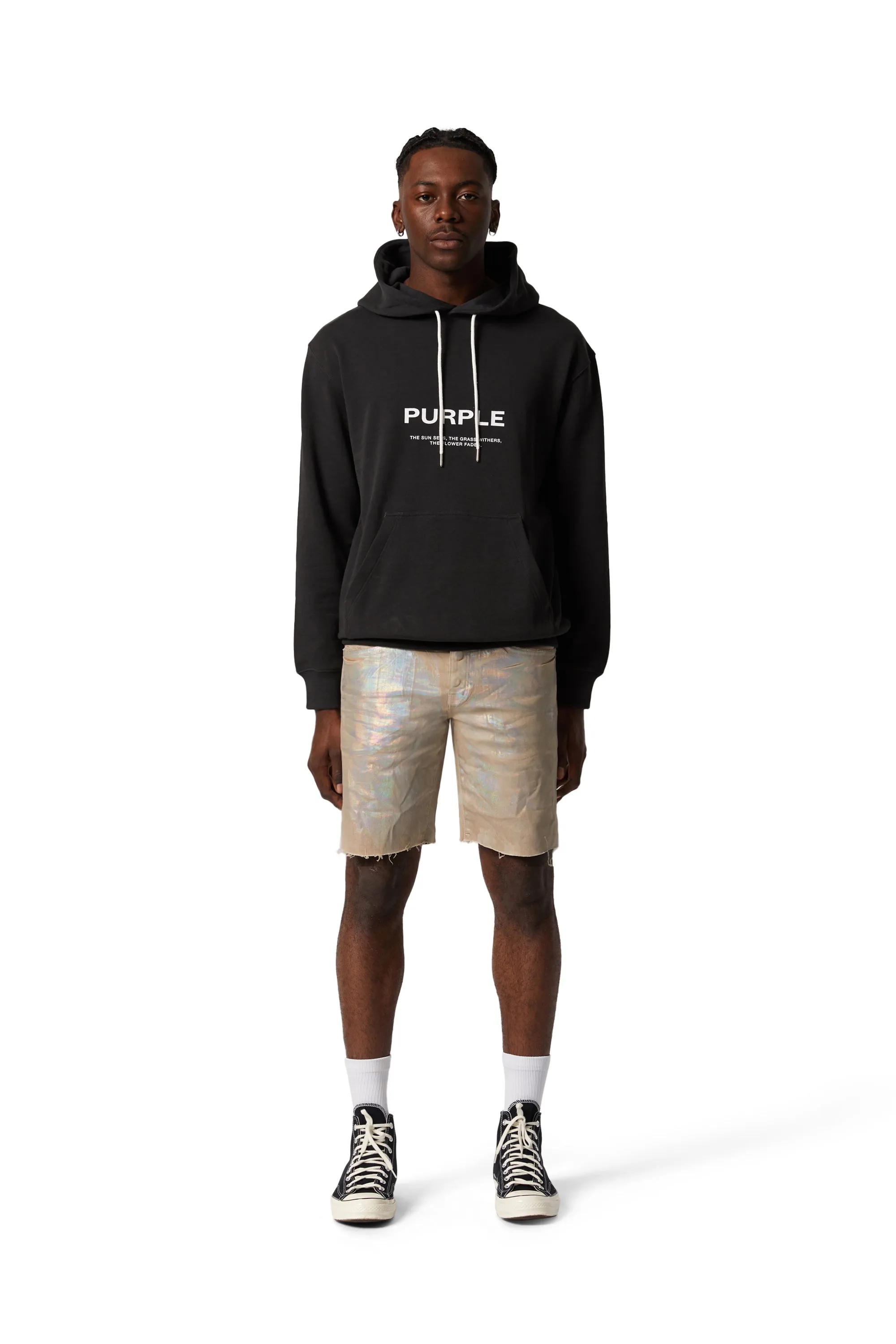 Purple Brand French Terry Pullover Hoodie - DANDELION BLACK