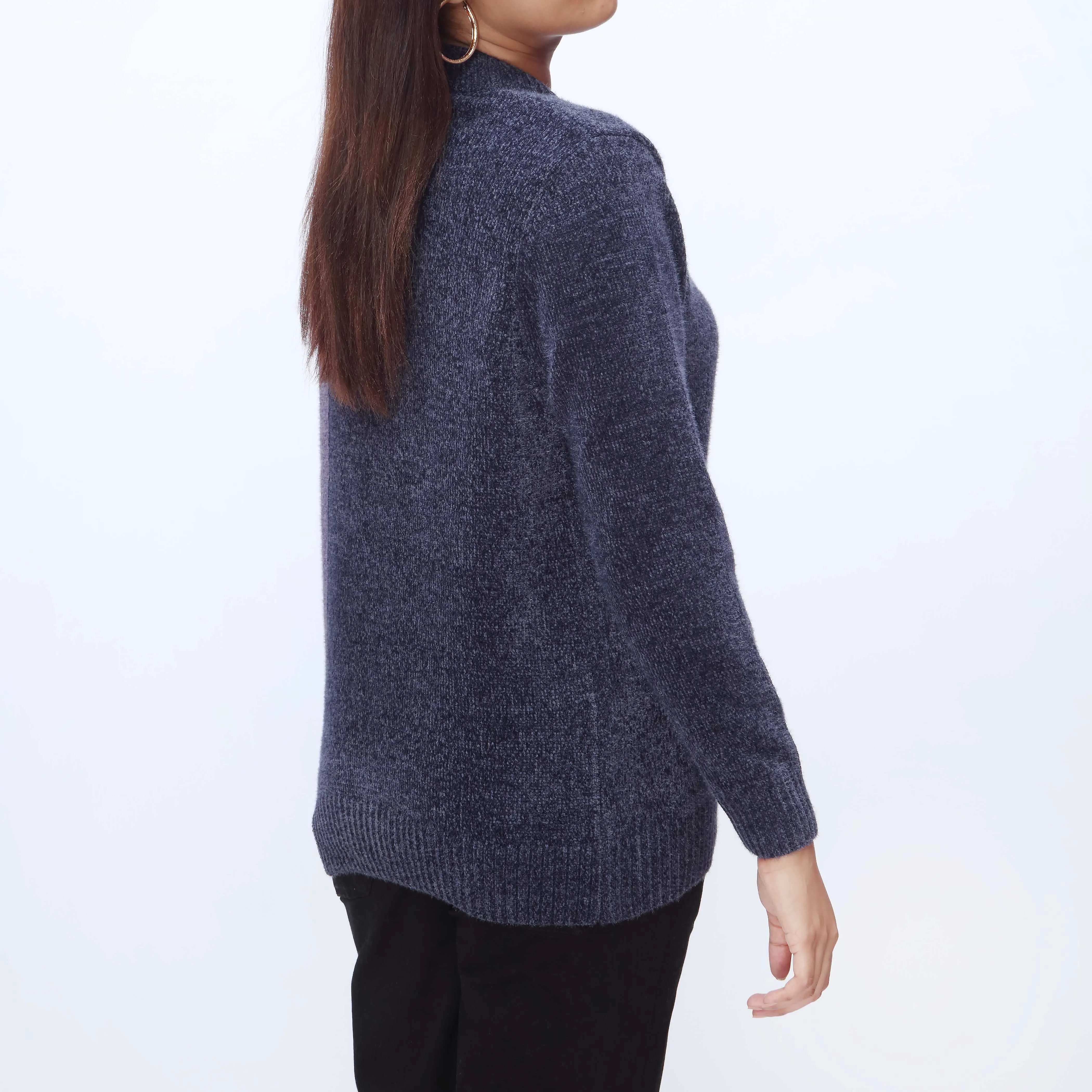 Purple Crew Neck Pullover Sweater PW3916