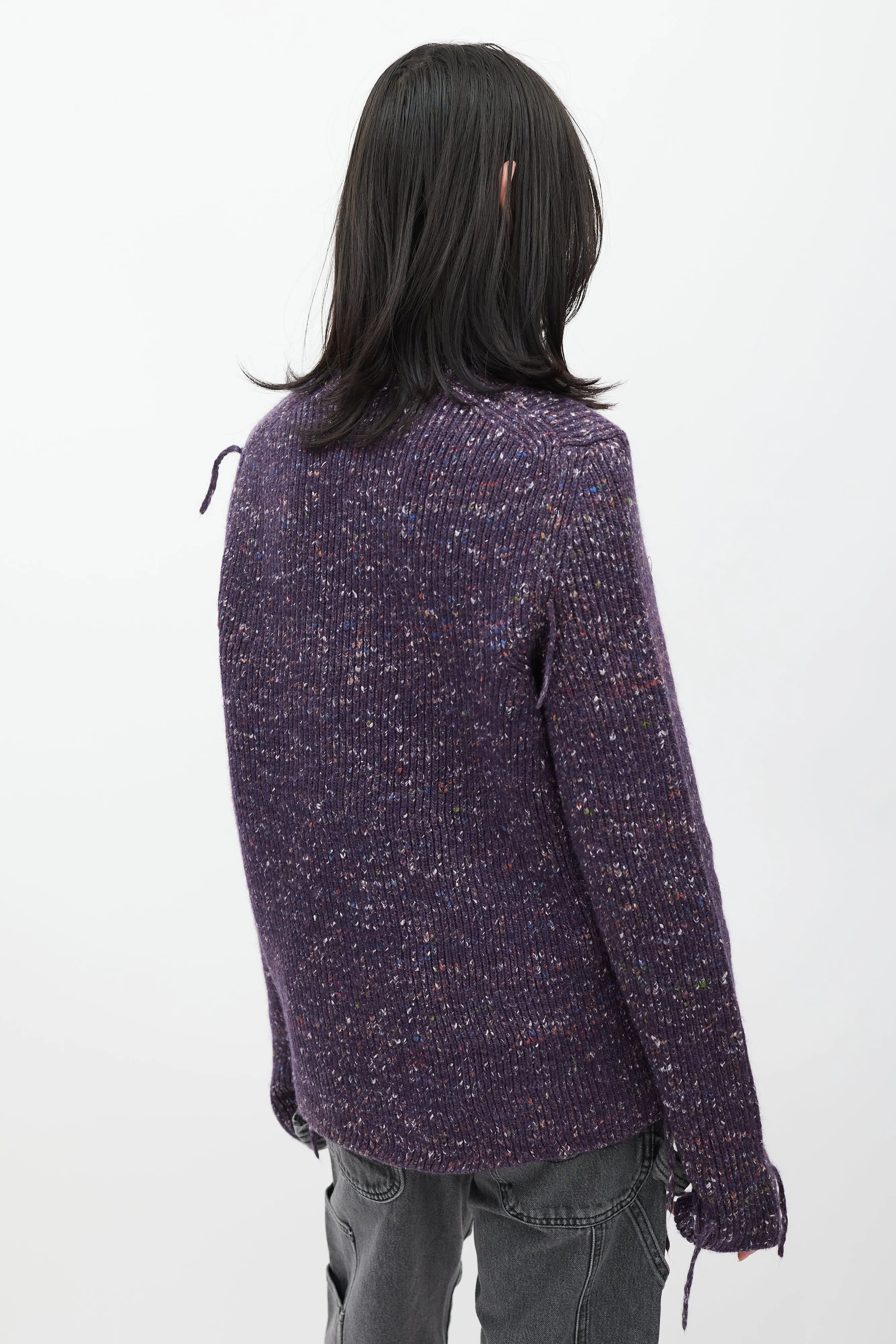 Purple Wool Speckled Knit Sweater