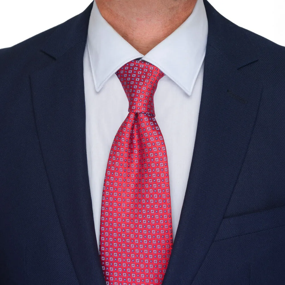 Red Sophisticated Geometry Woven Silk Tie