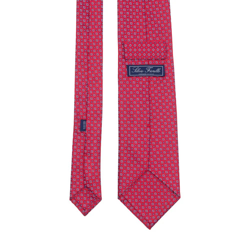 Red Sophisticated Geometry Woven Silk Tie