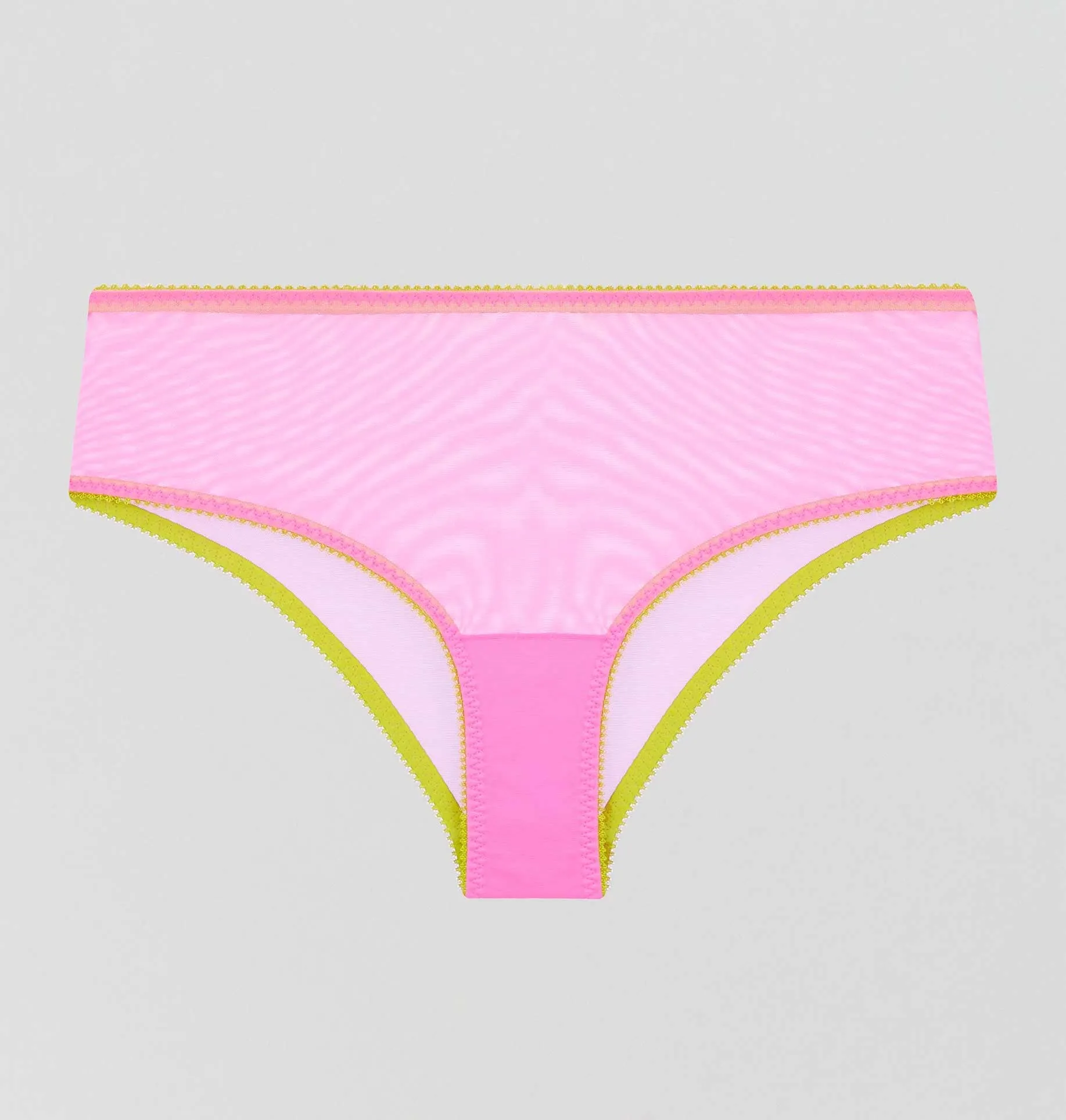 Rhubarb mesh & chartreuse high waist knicker