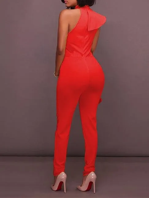 Ruffled Sleeveless Elegant Jumpsuit for Women