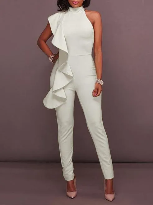 Ruffled Sleeveless Elegant Jumpsuit for Women